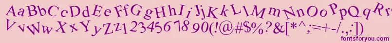 Crooked Font – Purple Fonts on Pink Background