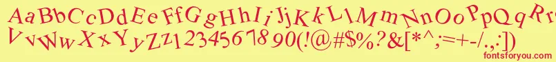 Crooked Font – Red Fonts on Yellow Background