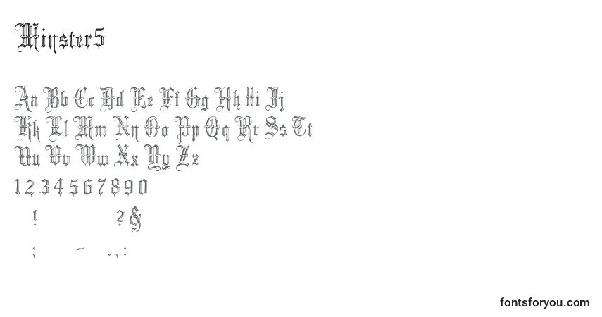 Schriftart Minster5 – Alphabet, Zahlen, spezielle Symbole
