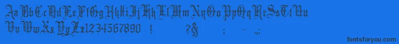 Minster5-Schriftart – Schwarze Schriften auf blauem Hintergrund