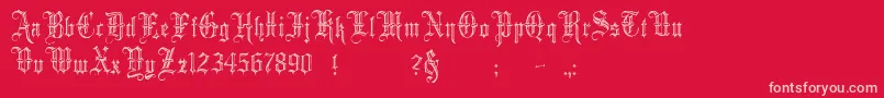 Minster5 Font – Pink Fonts on Red Background