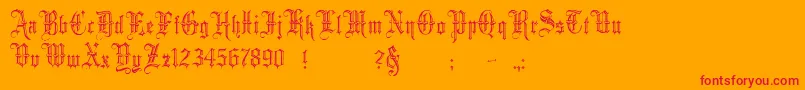 フォントMinster5 – オレンジの背景に赤い文字