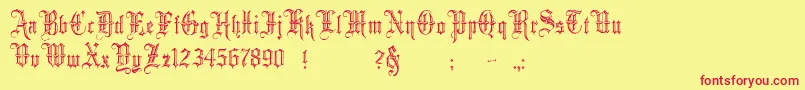 Czcionka Minster5 – czerwone czcionki na żółtym tle