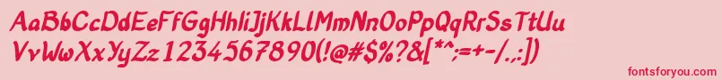 OldStoryBoldItalic Font – Red Fonts on Pink Background