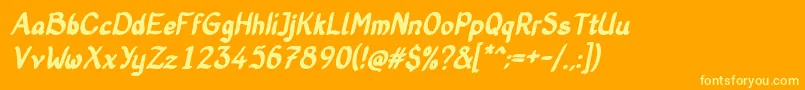 OldStoryBoldItalic Font – Yellow Fonts on Orange Background
