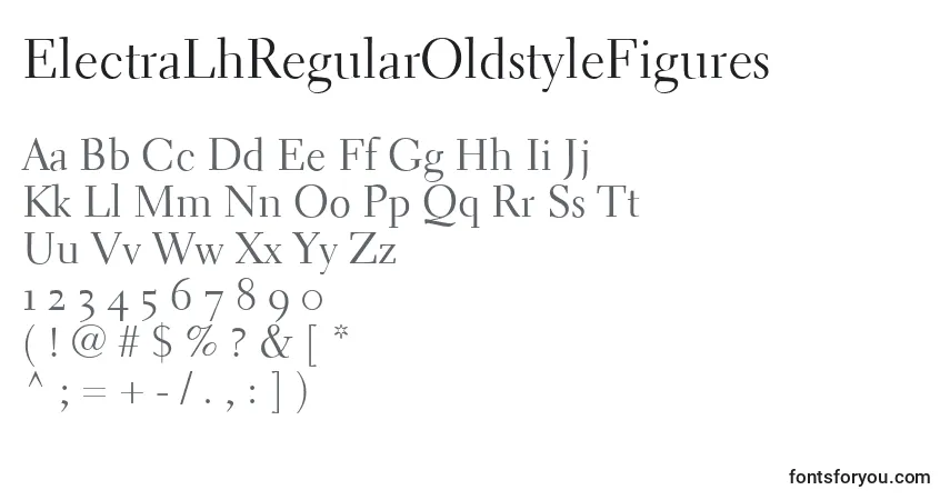 A fonte ElectraLhRegularOldstyleFigures – alfabeto, números, caracteres especiais