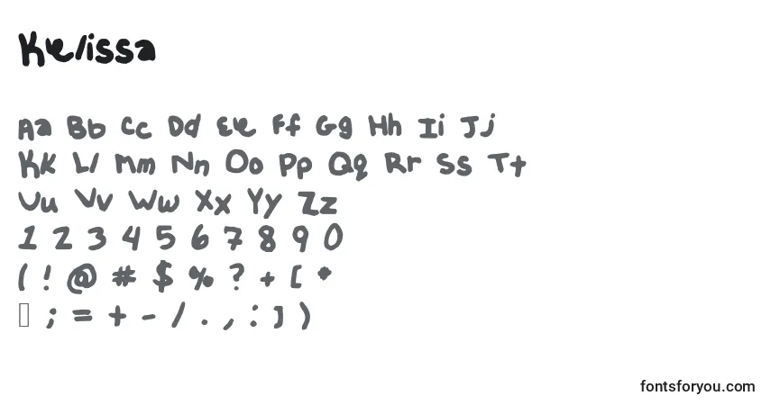 Czcionka Kelissa – alfabet, cyfry, specjalne znaki