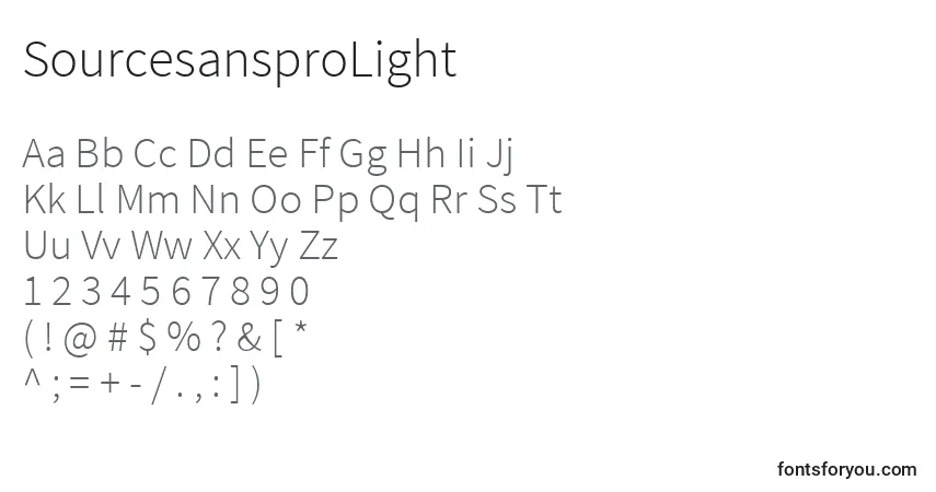 SourcesansproLight-fontti – aakkoset, numerot, erikoismerkit