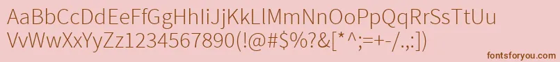 Fonte SourcesansproLight – fontes marrons em um fundo rosa