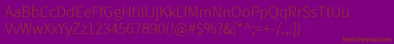 SourcesansproLight-Schriftart – Braune Schriften auf violettem Hintergrund