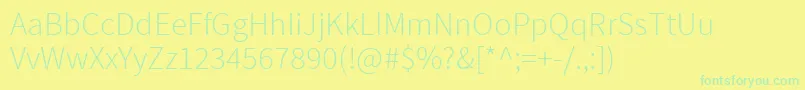 Fonte SourcesansproLight – fontes verdes em um fundo amarelo