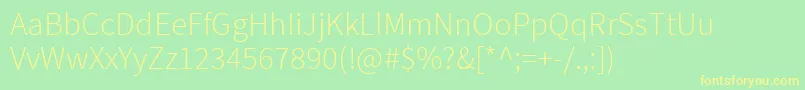 フォントSourcesansproLight – 黄色の文字が緑の背景にあります