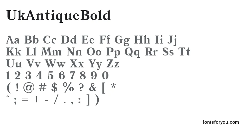 Fuente UkAntiqueBold - alfabeto, números, caracteres especiales