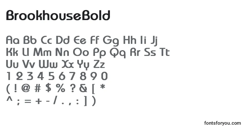 Czcionka BrookhouseBold – alfabet, cyfry, specjalne znaki