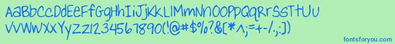 YankshandRegular Font – Blue Fonts on Green Background