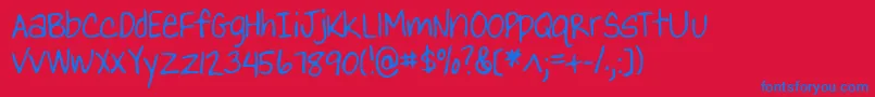 Czcionka YankshandRegular – niebieskie czcionki na czerwonym tle