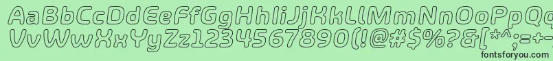 フォントShareHappinessAroundOutlineItalic – 緑の背景に黒い文字