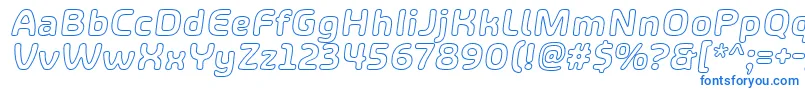 フォントShareHappinessAroundOutlineItalic – 白い背景に青い文字