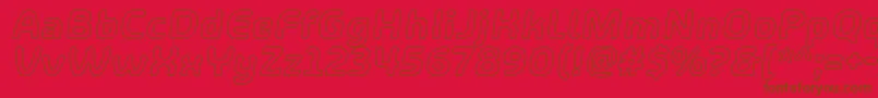 ShareHappinessAroundOutlineItalic-Schriftart – Braune Schriften auf rotem Hintergrund