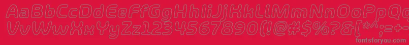 Fonte ShareHappinessAroundOutlineItalic – fontes cinzas em um fundo vermelho