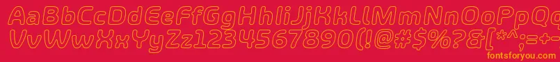 Czcionka ShareHappinessAroundOutlineItalic – pomarańczowe czcionki na czerwonym tle
