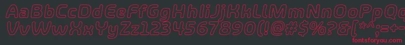 Fonte ShareHappinessAroundOutlineItalic – fontes vermelhas em um fundo preto