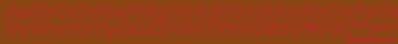 Czcionka ShareHappinessAroundOutlineItalic – czerwone czcionki na brązowym tle