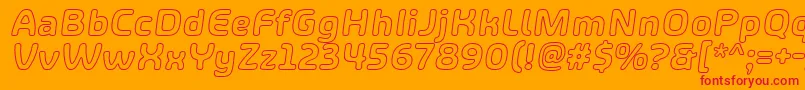 Czcionka ShareHappinessAroundOutlineItalic – czerwone czcionki na pomarańczowym tle
