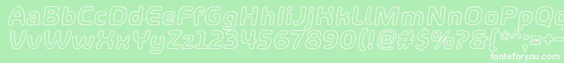 フォントShareHappinessAroundOutlineItalic – 緑の背景に白い文字
