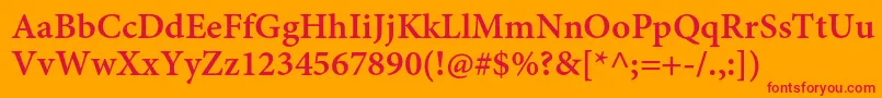 MinionproSemiboldcapt Font – Red Fonts on Orange Background