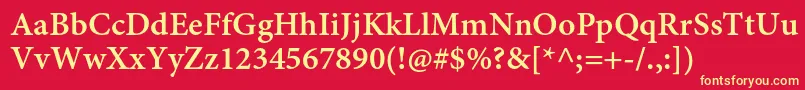 フォントMinionproSemiboldcapt – 黄色の文字、赤い背景
