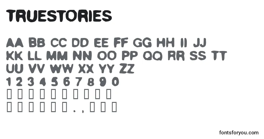 TrueStories-fontti – aakkoset, numerot, erikoismerkit