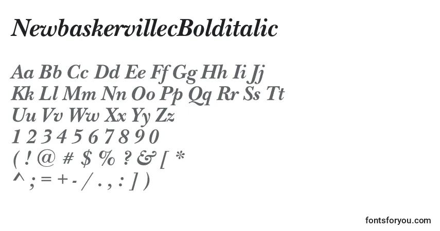 Шрифт NewbaskervillecBolditalic – алфавит, цифры, специальные символы