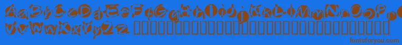 フォントSwabba – 茶色の文字が青い背景にあります。