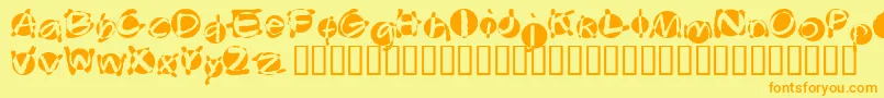 フォントSwabba – オレンジの文字が黄色の背景にあります。
