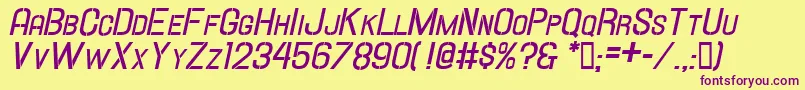 HallandaleStencilBd.It.ScJl Font – Purple Fonts on Yellow Background