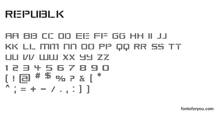A fonte Republk – alfabeto, números, caracteres especiais