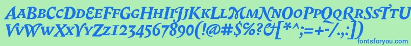 BiblonScOtBoldItalic Font – Blue Fonts on Green Background