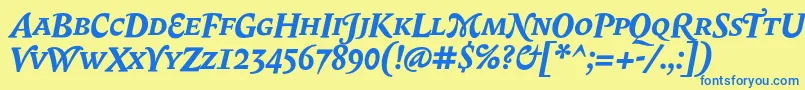 BiblonScOtBoldItalic Font – Blue Fonts on Yellow Background