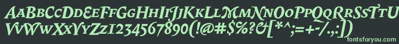 フォントBiblonScOtBoldItalic – 黒い背景に緑の文字