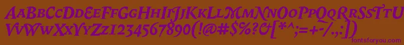 BiblonScOtBoldItalic Font – Purple Fonts on Brown Background