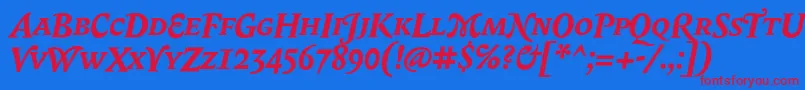 BiblonScOtBoldItalic Font – Red Fonts on Blue Background