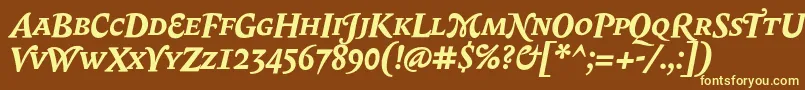 BiblonScOtBoldItalic Font – Yellow Fonts on Brown Background