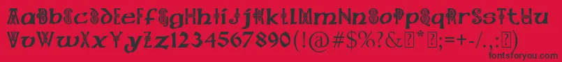 フォントPaulsCelticFont1 – 赤い背景に黒い文字