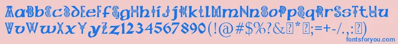 フォントPaulsCelticFont1 – ピンクの背景に青い文字