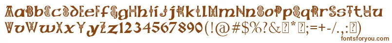 フォントPaulsCelticFont1 – 白い背景に茶色のフォント