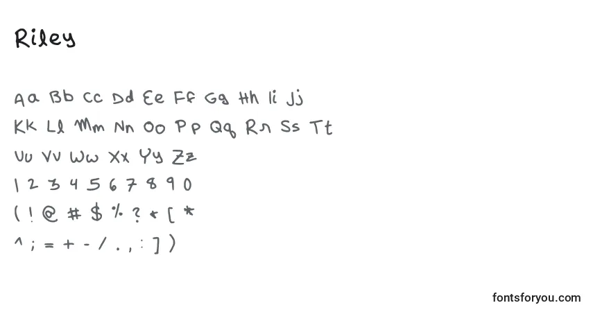 Шрифт Riley – алфавит, цифры, специальные символы
