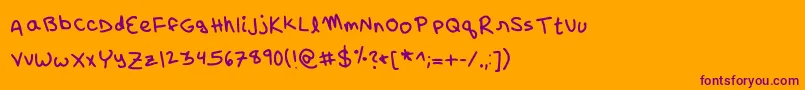 フォントRiley – オレンジの背景に紫のフォント