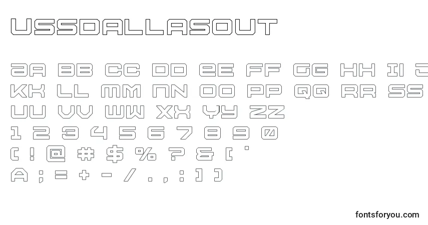 Czcionka Ussdallasout – alfabet, cyfry, specjalne znaki