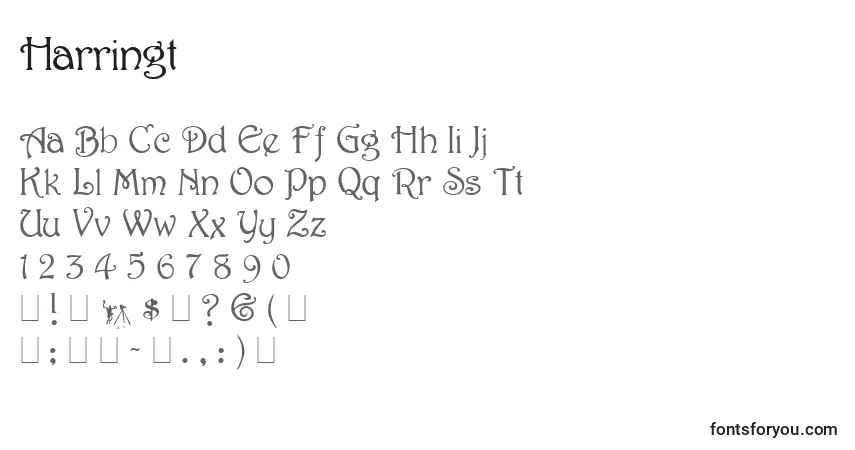 Harringt-fontti – aakkoset, numerot, erikoismerkit